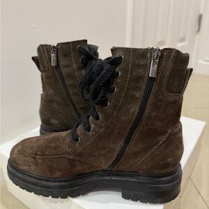 Brown Suede Combat Boots